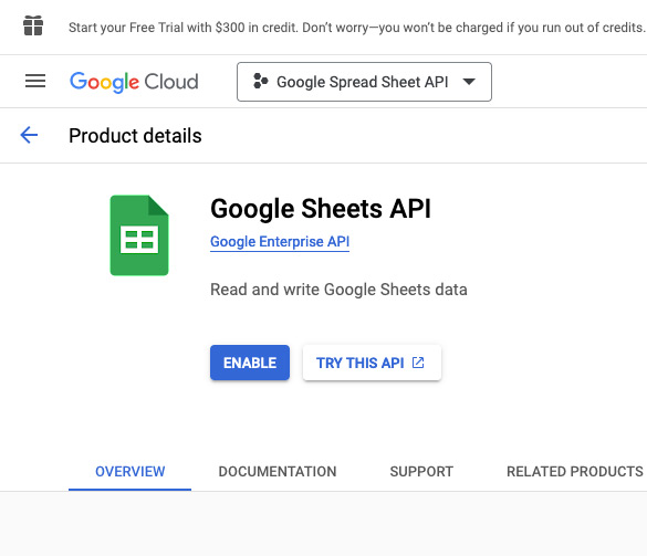 02 enable google sheets api