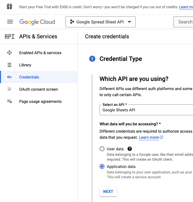 04 create credentials for google sheets api